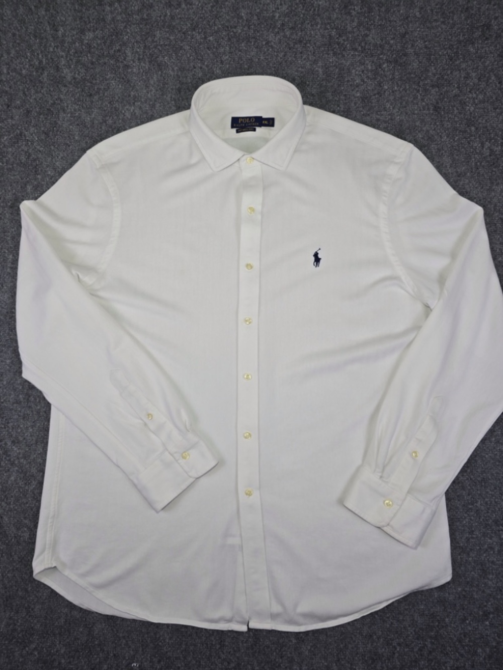 Polo Ralph Lauren White Knit Dress Shirt Men's XXL Long Sleeve Cotton Textured - Picture 2 of 10